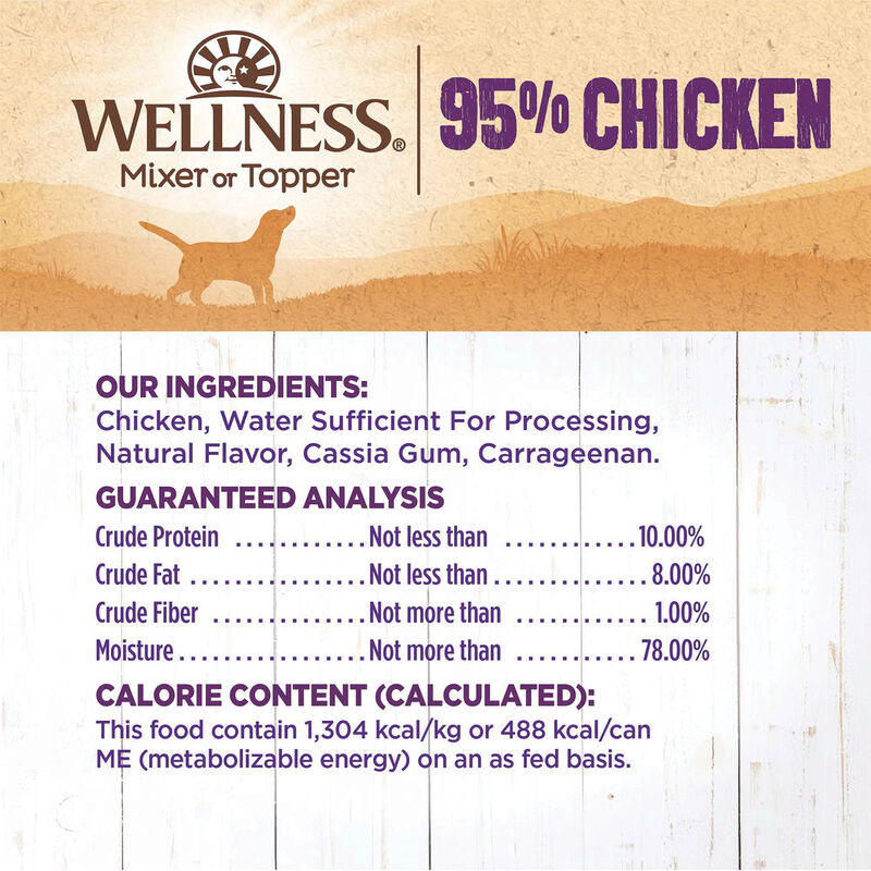 Wellness, Canned Dog Food, Mixers & Toppers, 95% Chicken - 13 oz - Wet Dog Food image number null
