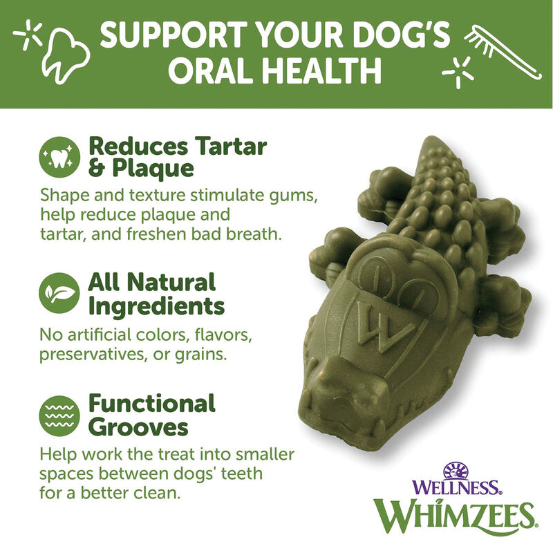 Whimzees, Dental Treat, Alligator Value Pouch - Medium-12 Pc image number null