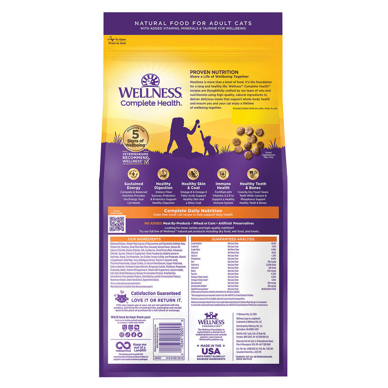 Wellness, Feline Adult - GF Complete Health - Chicken - Dry Cat Food image number null