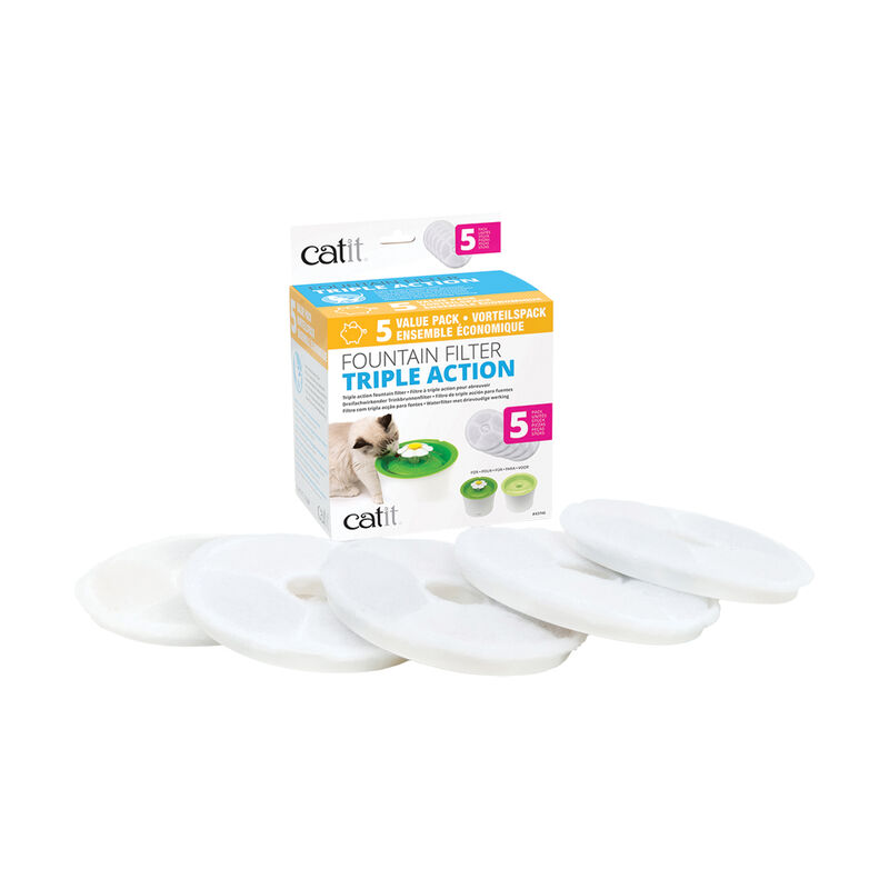 Catit 2.0 , Senses Triple Action Fountain Filter - 5 Pk image number null