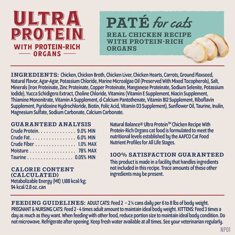 Natural Balance, Ultra Protein - Chicken & Organ Meats Pate Recipe - Wet Cat Food image number null