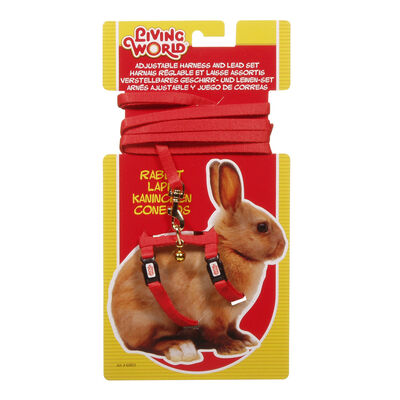 Living World, Adjustable Harness & Lead Set for Rabbits - Red