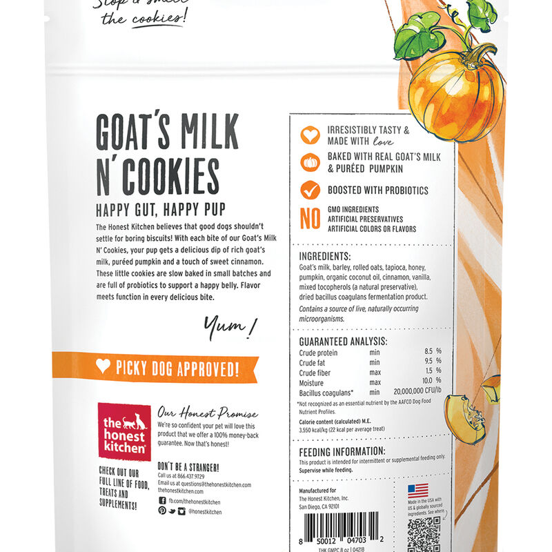 The Honest Kitchen, Goat's Milk & Cookies, Pumpkin - Dog Biscuit image number null