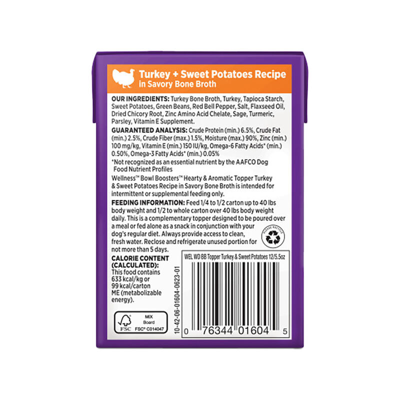 Wellness, Bowl Boosters - Hearty Toppers - Turkey & Sweet Potatoes in Bone Broth - 156 g - Wet Dog F image number null