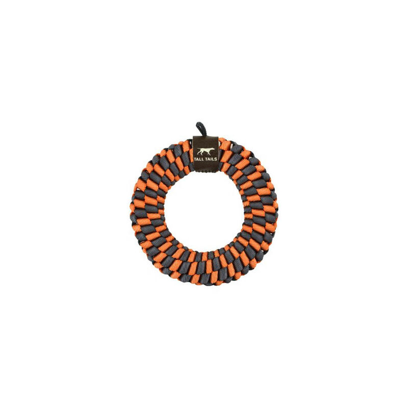 Tall Tails, Braided Bone - Orange & Charcoal - 7" - Tug Dog Toy image number null