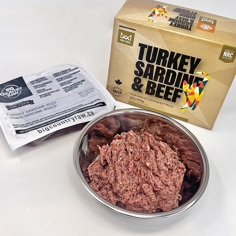 Big Country Raw, Fare Game, Turkey & Sardine w/ Beef - .9 kg - Frozen Cat Food image number null