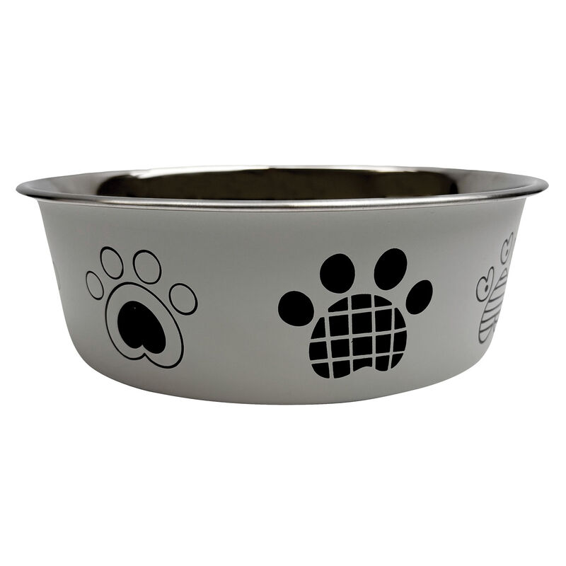 Brigade Printed Dog Bowl - Light Gray image number null