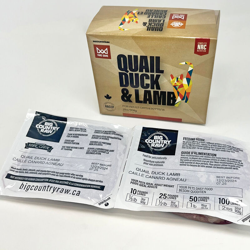 Big Country Raw, Fare Game - Quail, Duck & Lamb - 0.9 kg - Frozen Cat Food image number null
