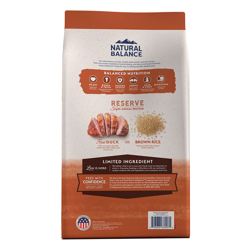Natural Balance, Reserve Duck & Brown Rice - 9.9 kg - Dry Dog Food image number null