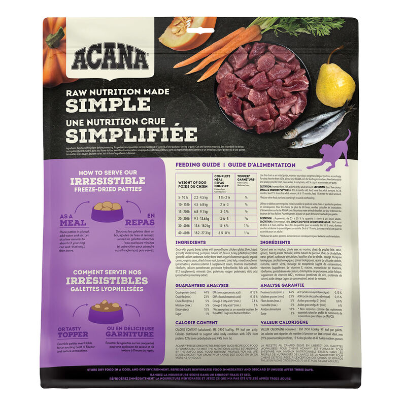 Acana, Adult - FD Patties - Duck - 397 g - Freeze Dried Dog Food image number null
