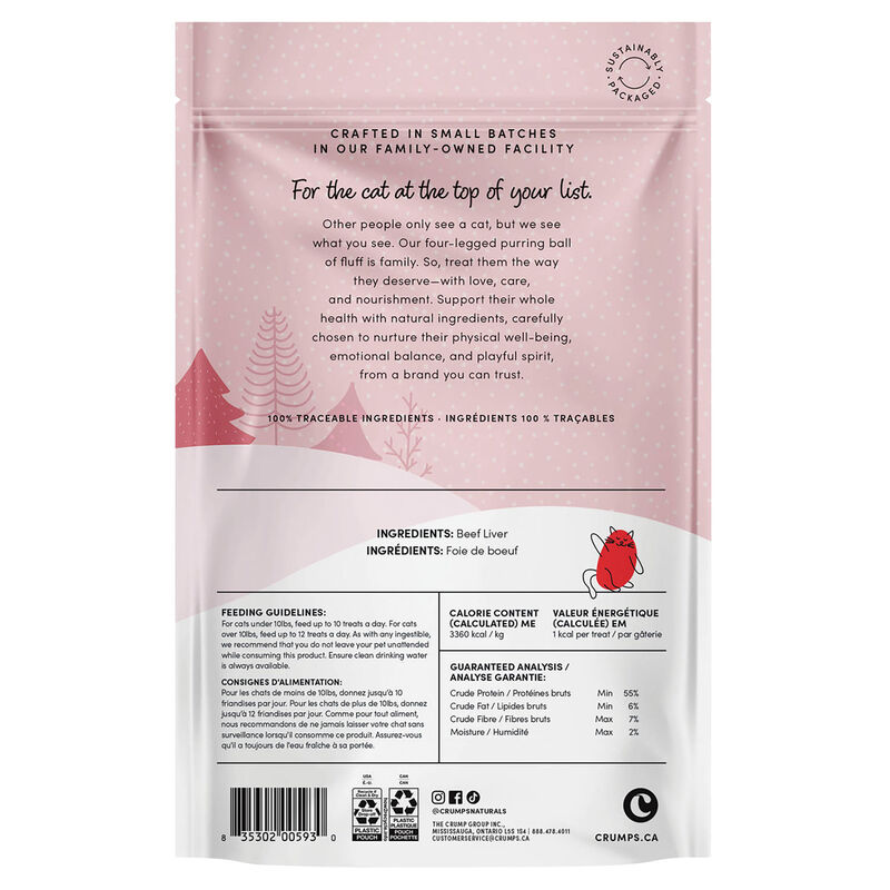 Crumps' Naturals, Festive Freeze Dried Beef Liver - Cat Treat image number null