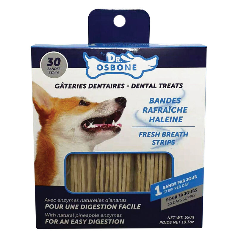 Dr. Osbone, Vanilla and Mint Fresh Breath Strip Dental Dog Treat image number null