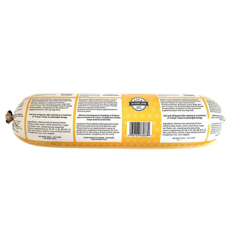 Rollover, Dog Food, Semi-Soft Premium Roll, Chicken image number null