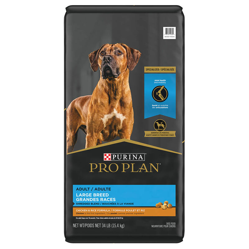Purina Pro Plan Specialized Large Breed Shredded Blend Adult, Chicken & Rice Dry Dog Food 15.4kg image number null