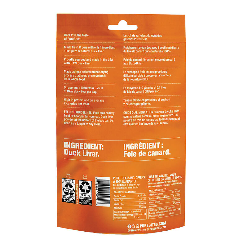 PureBites, Value Size Cat Treats - Duck - 30 g - Freeze Dried Cat Treat image number null