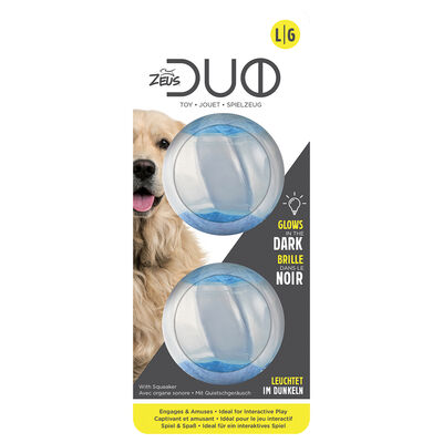 Zeus, Duo Ball - Squeaker & Glow - 2pk