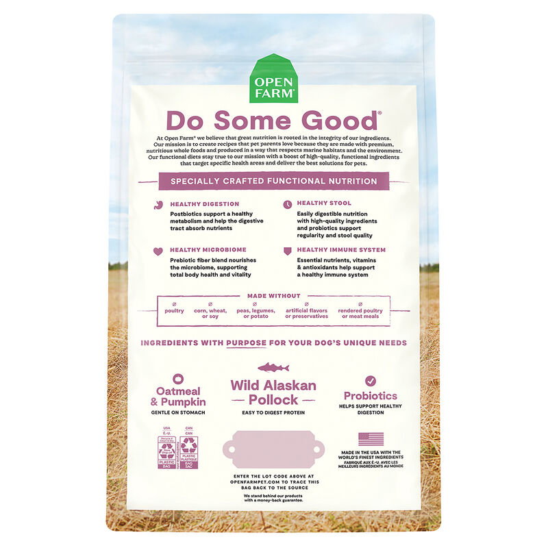 Open Farm, All Life Stages Digestive Heath Wild Alaskan Pollock & Oatmeal Recipe image number null