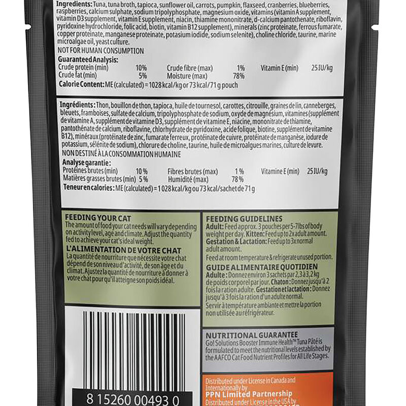 GO! SOLUTIONS,  BOOSTER Immune Health Tuna Pate - 71 g - Wet Cat Food image number null
