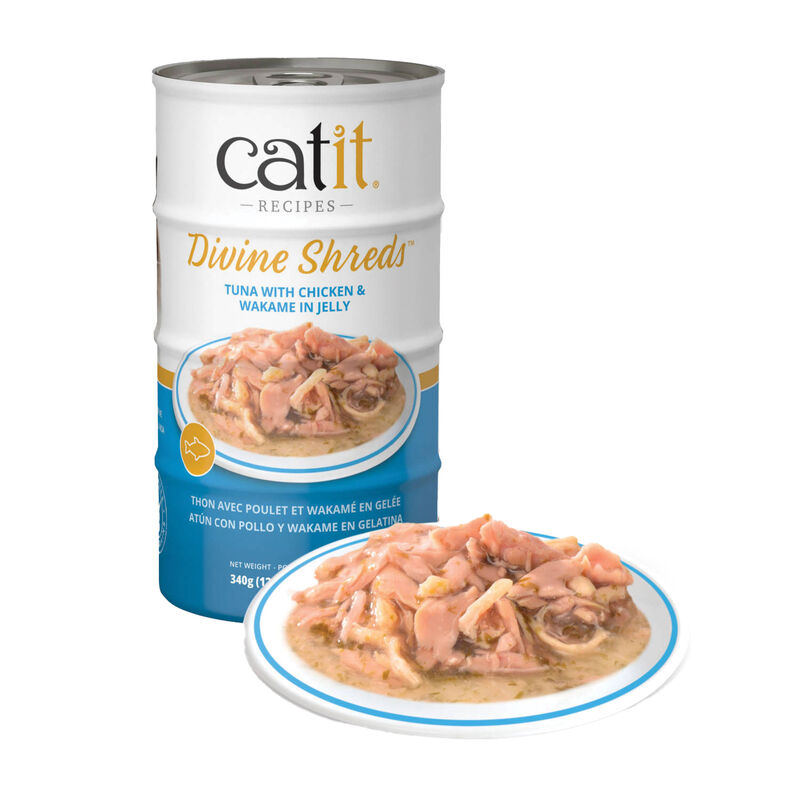 Catit, Divine Shreds in Jelly - Tuna with Chicken & Wakame  - Wet Cat Food - 85g x 4pk image number null