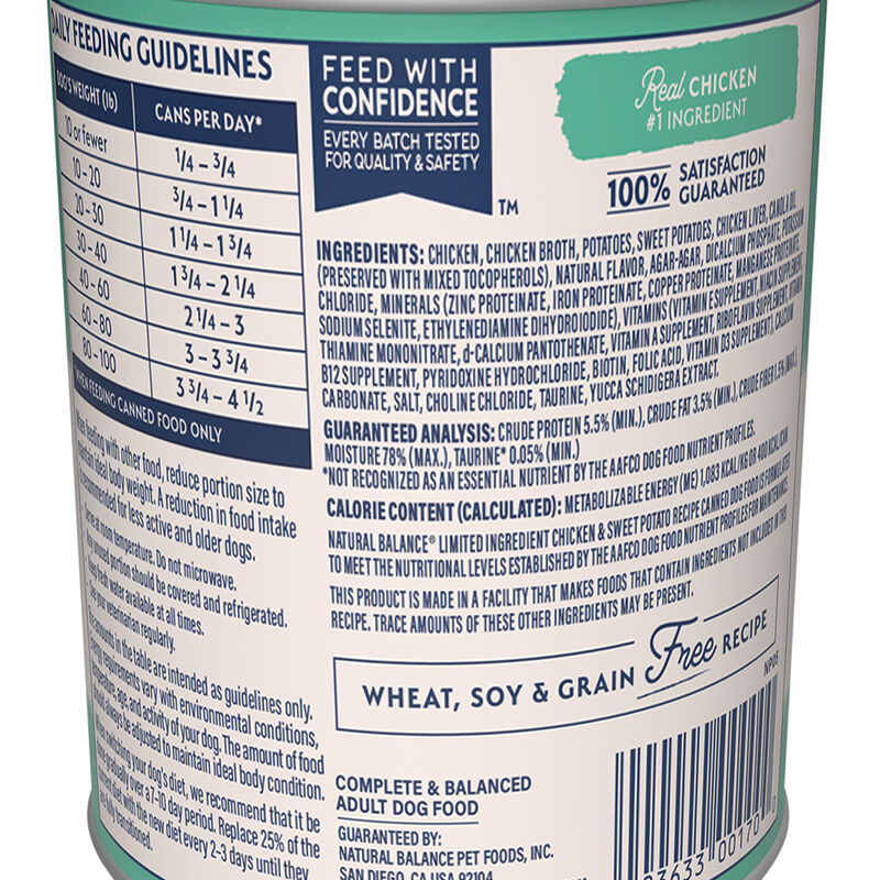 Natural Balance, Adult LID Chicken & Sweet Potato - 369 g - Wet Dog Food image number null