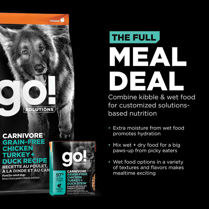 GO! SOLUTIONS CARNIVORE Grain Free Chicken, Turkey + Duck Adult Recipe for dogs image number null