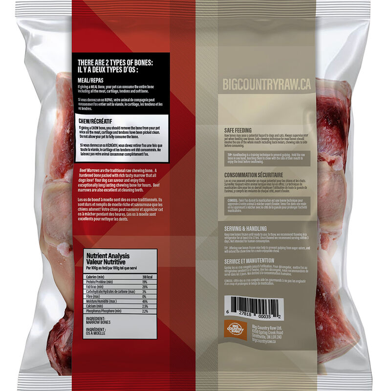 Big Country Raw, Beef Marrow Bone - Frozen Dog Food image number null