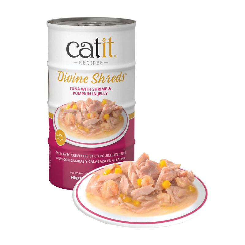 Catit, Divine Shreds in Jelly - Tuna with Shrimp & Pumpkin - Wet Cat Food - 85g x 4pk image number null