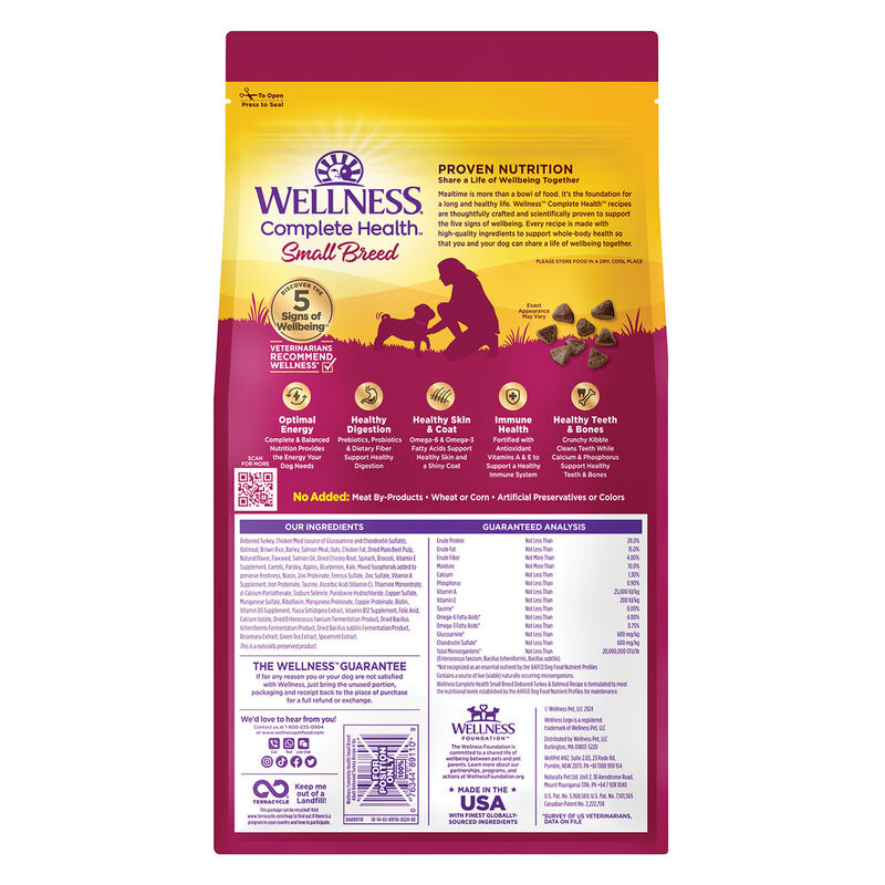 Wellness, Complete Health Small Breed, Turkey & Oatmeal - Dry Dog Food image number null