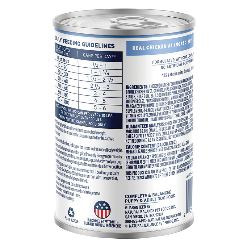 Natural Balance, Specialized Nutrition - Joint & Muscle Health Chicken & Brown Rice Formula - Wet Do image number null