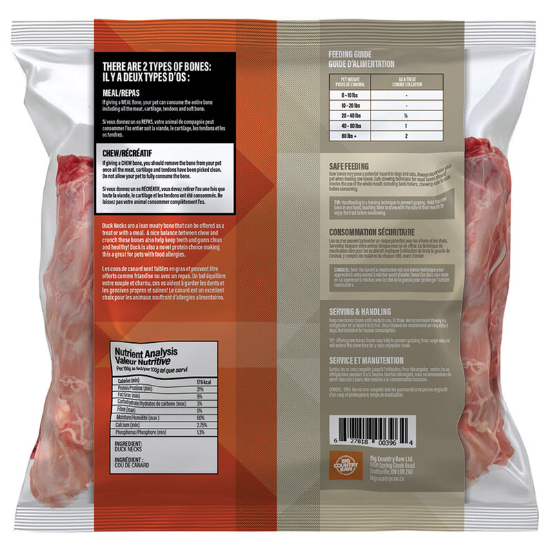 Big Country Raw, Duck Neck - 1 lb - Frozen Dog Food image number null
