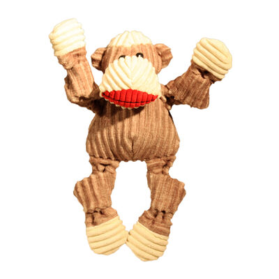 Huggle Hounds, Corduroy Sock Knottie Monkey - Tan/Red