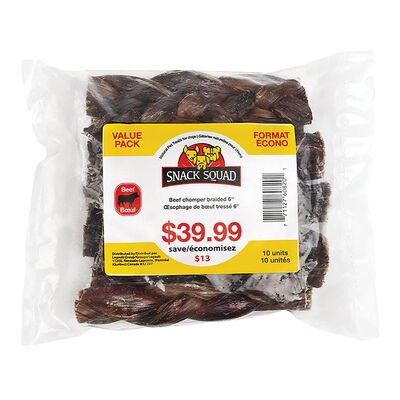 Snack Squad, Beef Chomper Braided - 6" - 10 pk