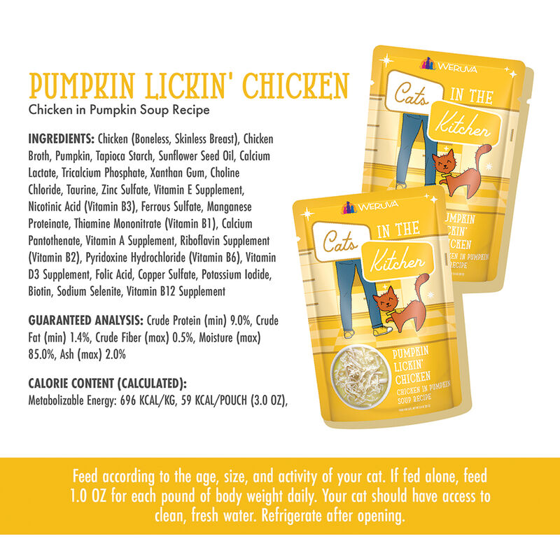 Weruva, Pouch, Feline Adult - Pumpkin Lickin Chicken - 85 g - Shreds - Wet Cat Food image number null