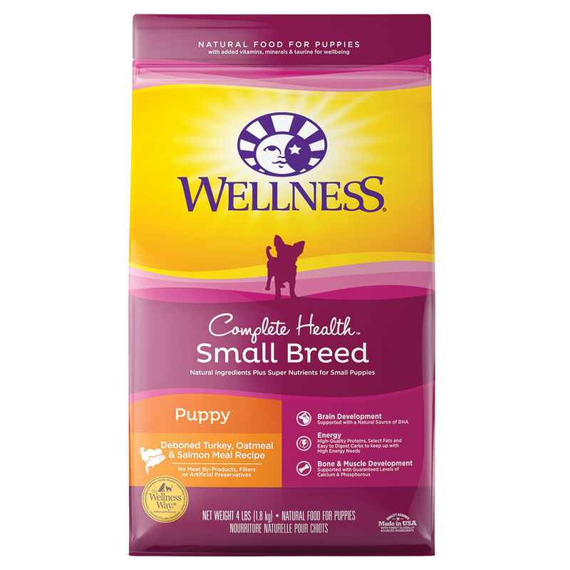 Wellness, Complete Health Small Breed, Puppy Turkey, Oatmeal & Salmon - 4 lb - Dry Dog Food image number null