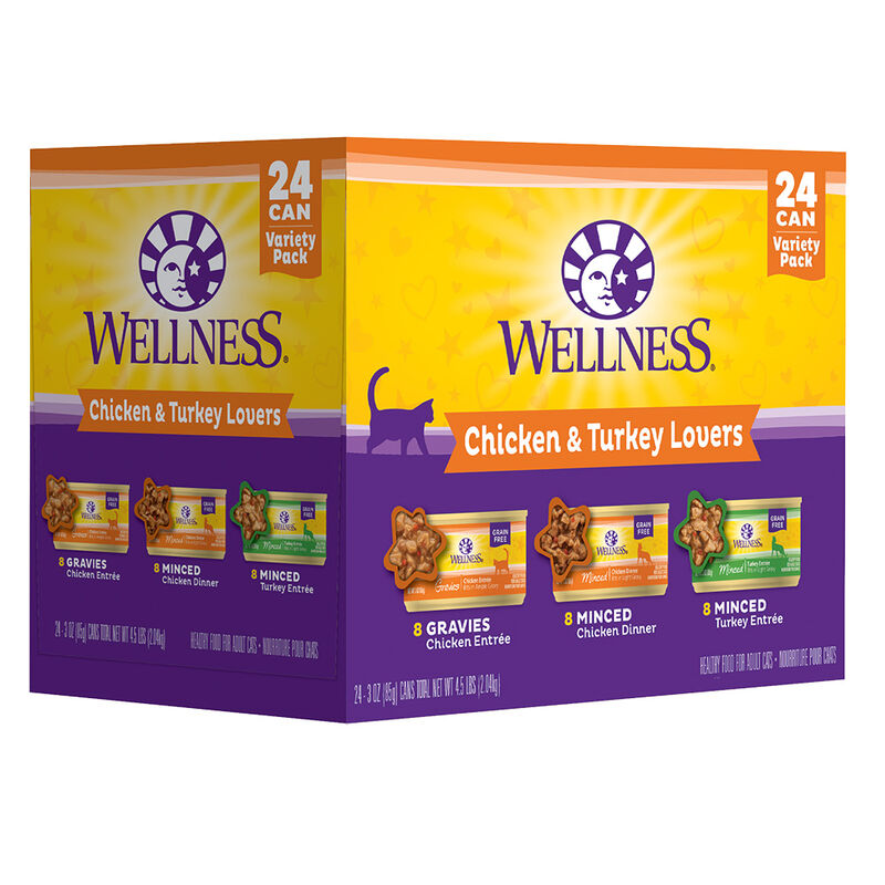 Wellness, Can, Feline Adult - Complete Health - Chicken & Turkey Lovers - Variety Pack - 12 x 85 g - image number null