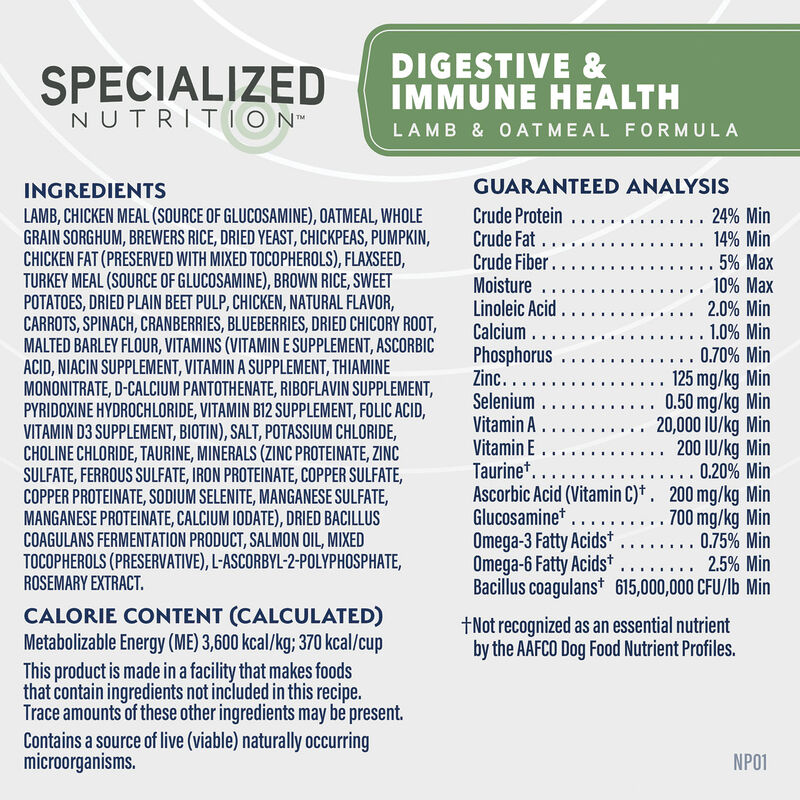 Natural Balance, Specialized Nutrition - Digestive & Immune Health Lamb & Oatmeal Formula - Dry Dog image number null