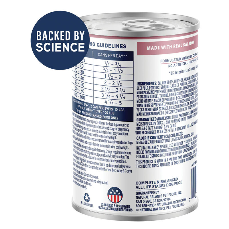 Natural Balance, Specialized Nutrition - Sensitive Skin & Stomach Formula with Salmon & Brown Rice - image number null