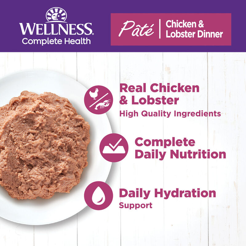 Wellness, Canned Cat Food, Complete Health, Chicken & Lobster - Wet Cat Food image number null