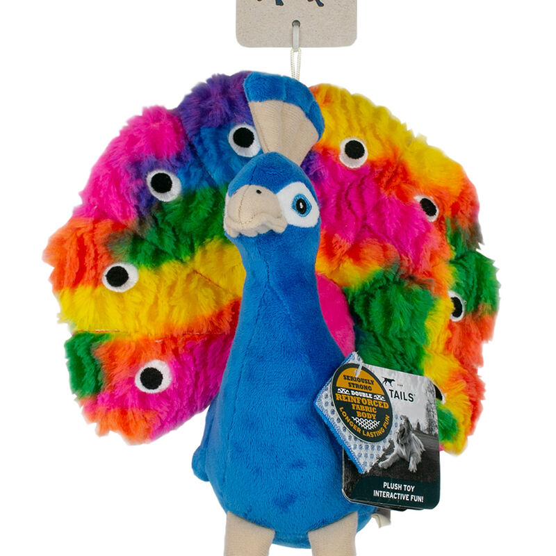 Tall Tails, Plush Peacock Squeaker Toy - 9" - Plush Dog Toy image number null