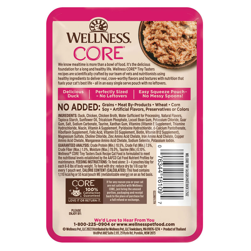 Wellness, Pouch, Feline Adult - Core Tiny Tasters - Duck - 50 g - Wet Cat Food image number null