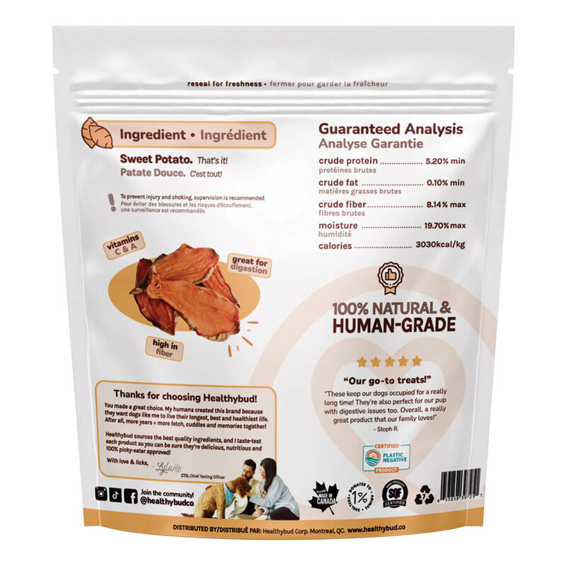 Healthybud, Sweet Potato Chews - Natural Dog Treat image number null