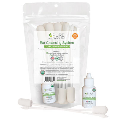 Pure and Natural Pet, Ear Cleansing System with
15 Double-Sided Reusable Tips and 2 oz. Ear Cleansi