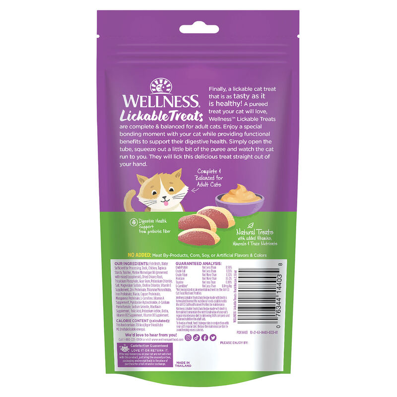 Wellness, Lickable Puree GF Treats - Duck - 72 g - Cat Treats image number null