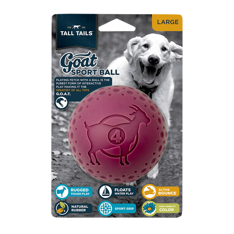 Tall Tails, Natural Rubber 4" GOAT Ball - Purple - Toss Dog Toy image number null