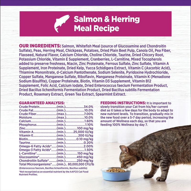 Wellness, Feline Adult - Grain Free -Complete Health - Indoor - Salmon & Herring Meal Recipe - Dry C image number null