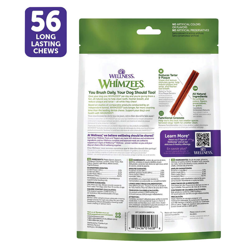 Whimzees, Dental Treat, Stix Value Pouch - X-Small - 56 Pc image number null