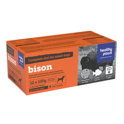 Healthy Paws, Complete Patties - Small Breed - Bison - 12 x 100 g