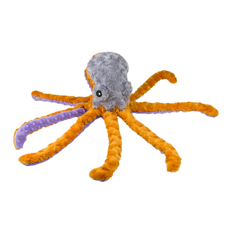 Tall Tails, Plush Octopus Squeak - Crinkle / Inner Rope Toy - 14" - Plush Dog Toy image number null
