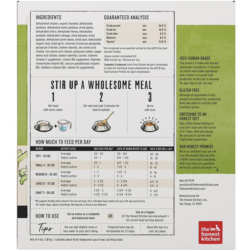 The Honest Kitchen, Grain Free Chicken Recipe - Freeze Dried Dog Food image number null
