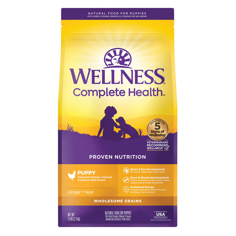Wellness, Complete Health, Puppy Deboned Chicken, Oatmeal & Salmon - Dry Dog Food image number null